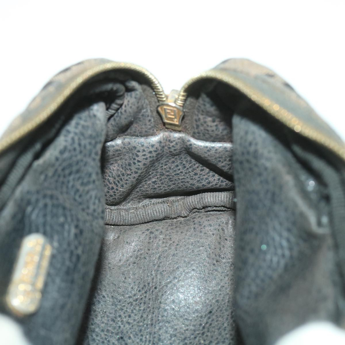 FENDI Leopard Pouch Canvas Black Brown 38641