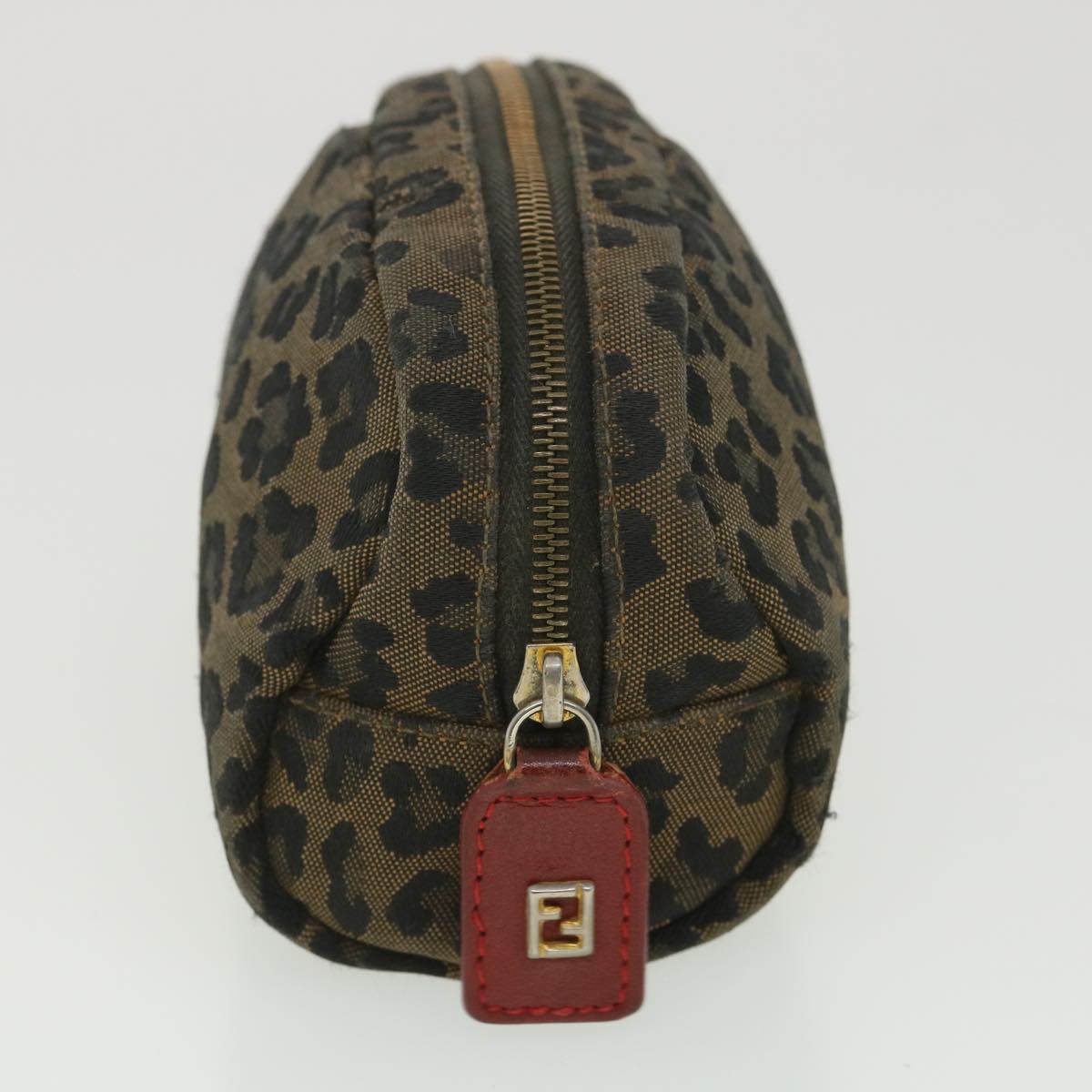 FENDI Leopard Pouch Canvas Black Brown 38641