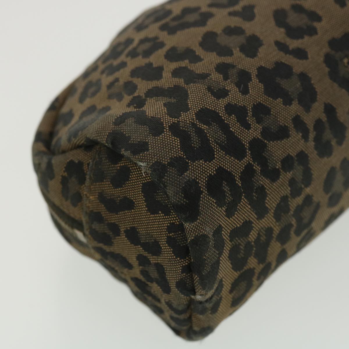 FENDI Leopard Pouch Canvas Black Brown 38641