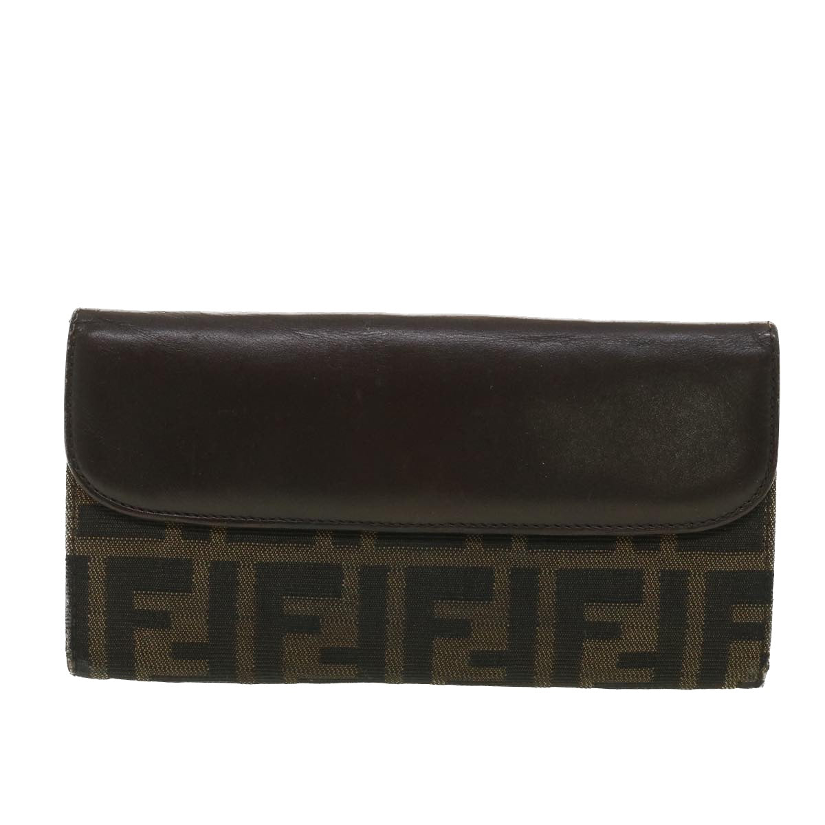 FENDI Zucca Canvas Long Wallet Black Brown 2400-31133 018 38704