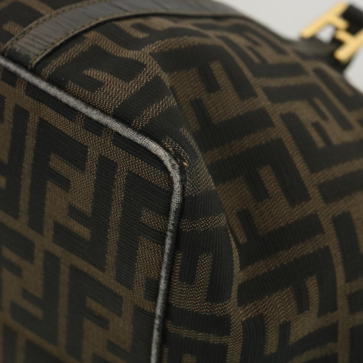 FENDI Zucca Canvas Hand Bag Black Brown 38724
