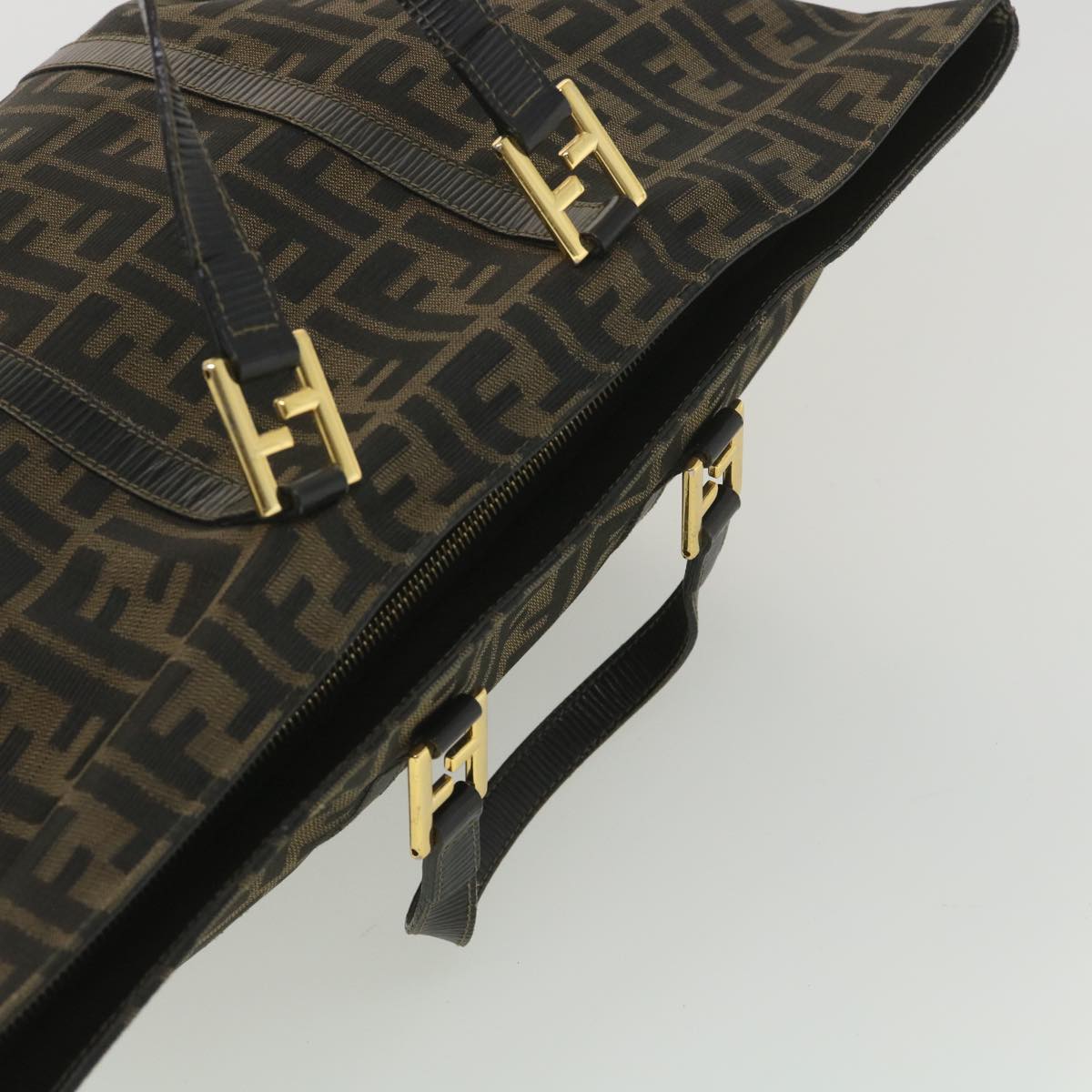 FENDI Zucca Canvas Hand Bag Black Brown 38724