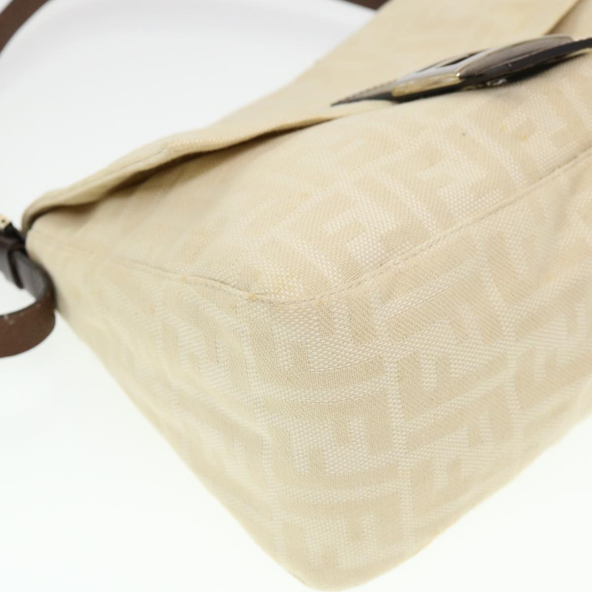 FENDI Zucca Canvas Mamma Baguette Shoulder Bag Cream 2119 26325 009 38788