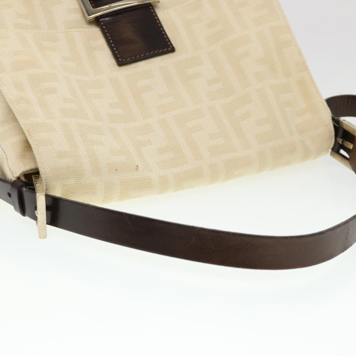 FENDI Zucca Canvas Mamma Baguette Shoulder Bag Cream 2119 26325 009 38788