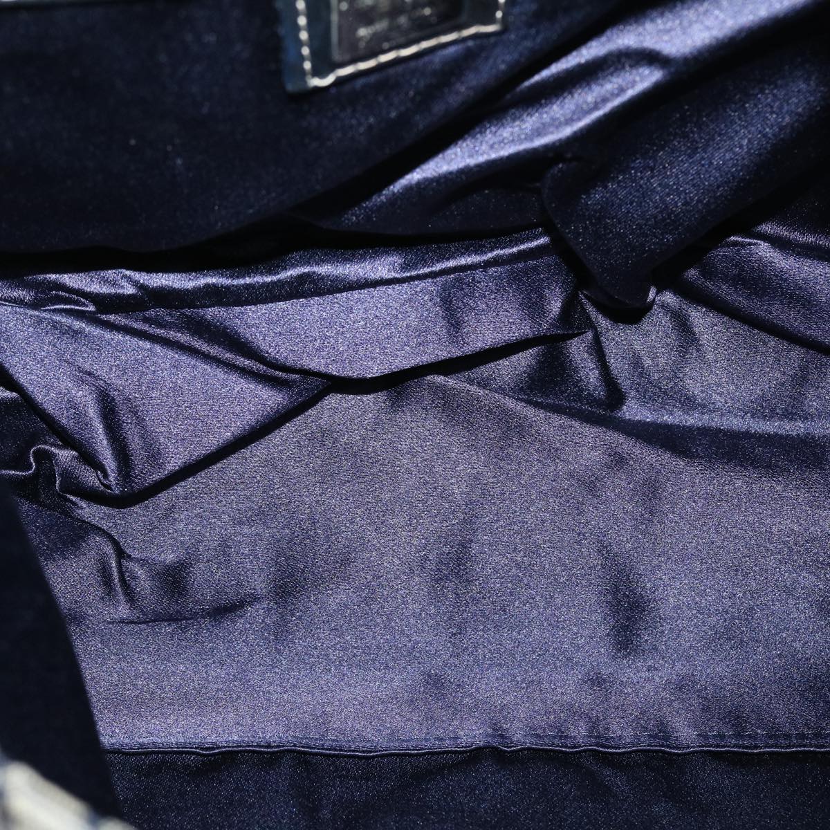 FENDI Zucchino Canvas Mamma Baguette Shoulder Bag Nylon Navy 26325 38903