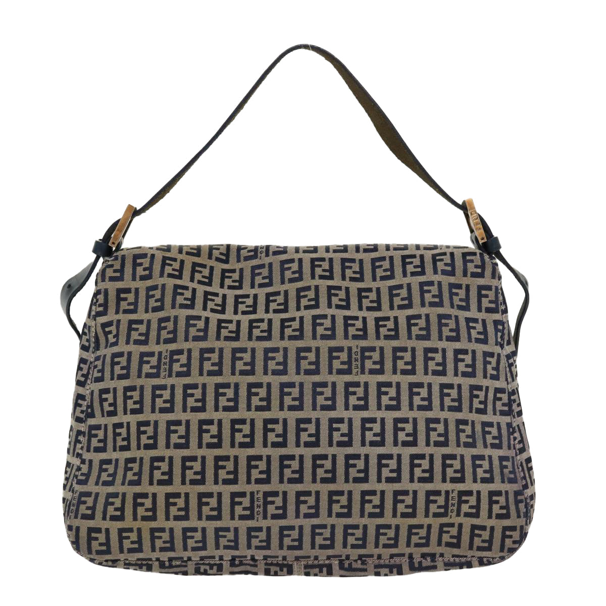FENDI Zucchino Canvas Mamma Baguette Shoulder Bag Nylon Navy 26325 38903