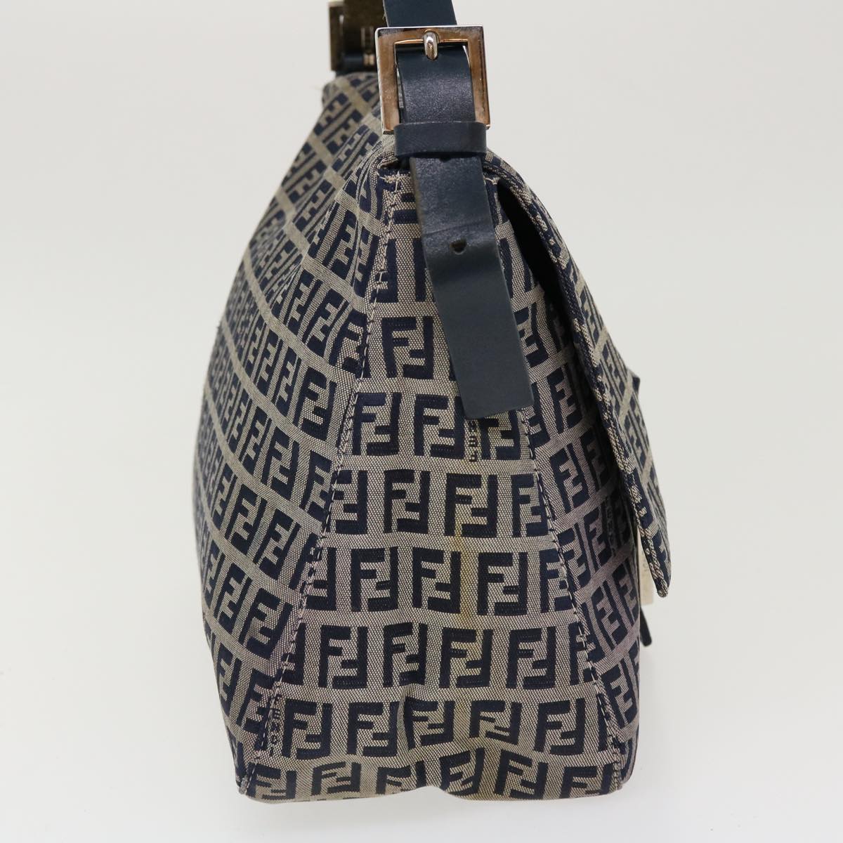 FENDI Zucchino Canvas Mamma Baguette Shoulder Bag Nylon Navy 26325 38903