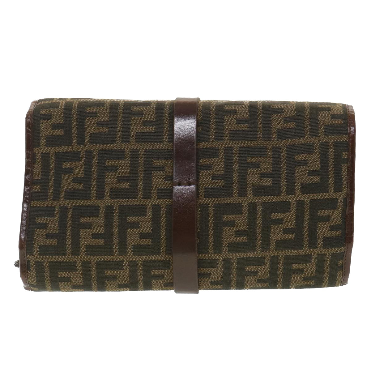 FENDI Zucca Canvas Clutch Bag Black Brown 38923