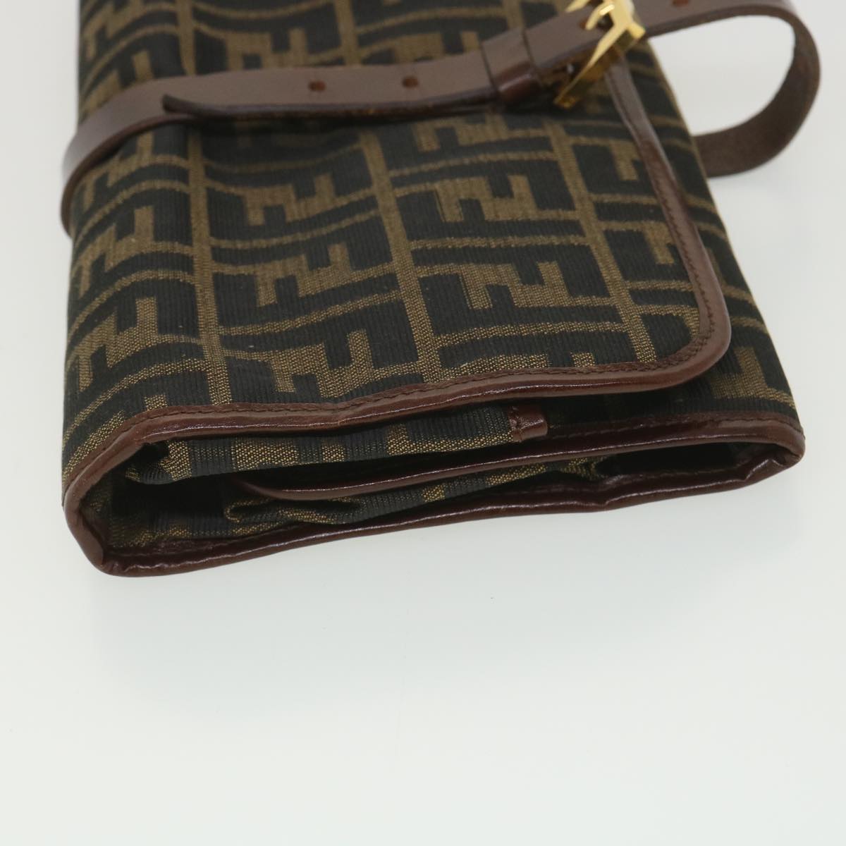 FENDI Zucca Canvas Clutch Bag Black Brown 38923