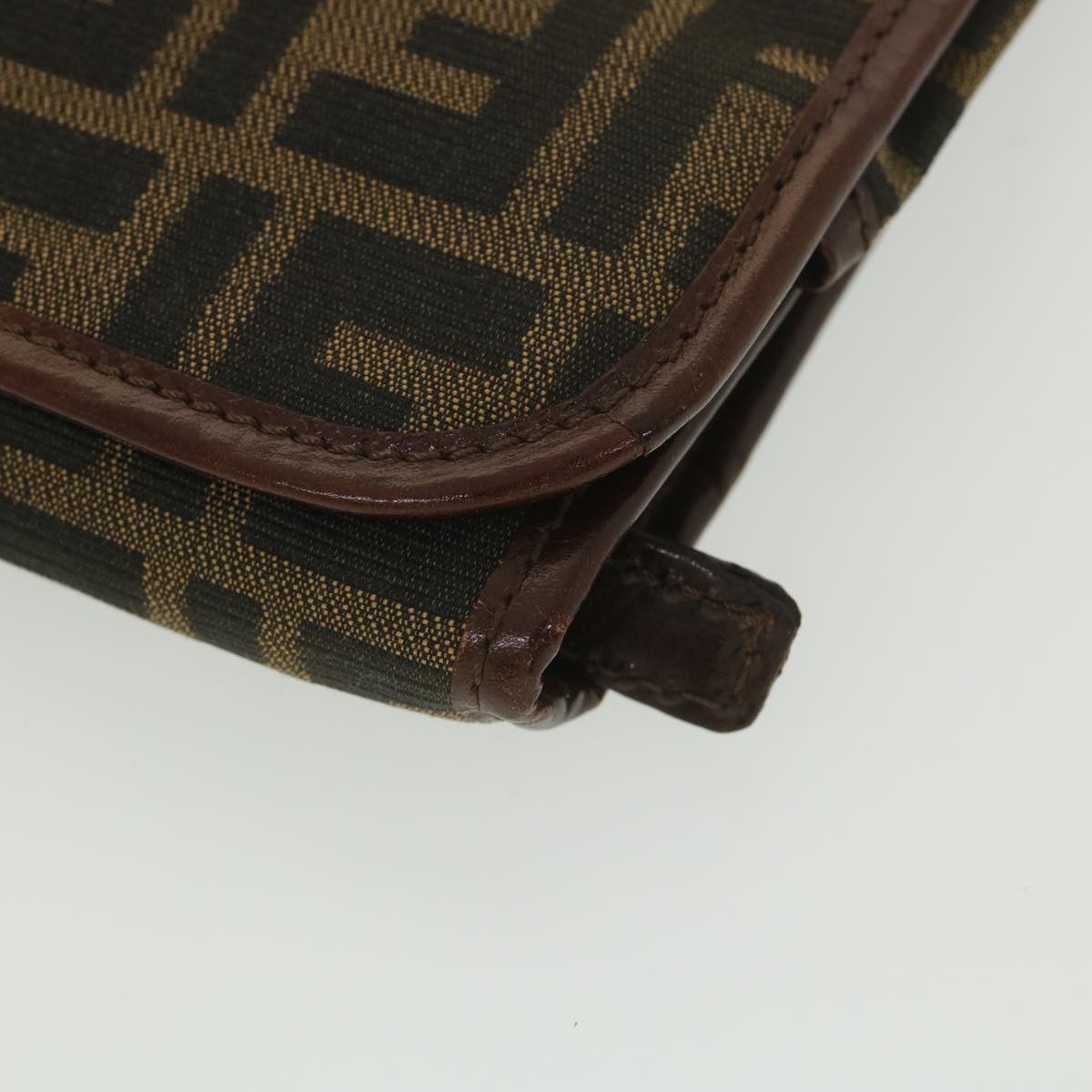 FENDI Zucca Canvas Clutch Bag Black Brown 38923