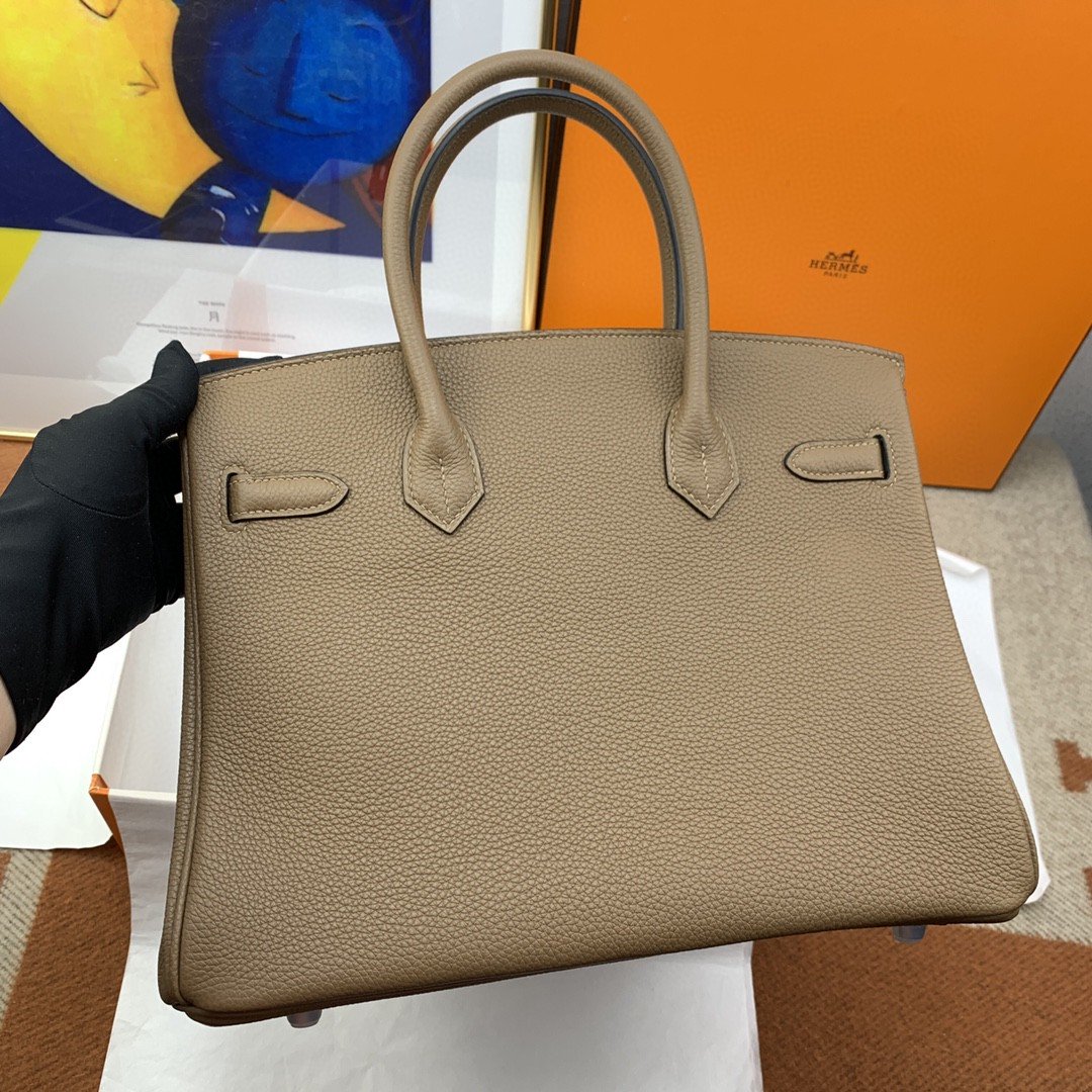 GLAMI Birkin 30 Togo Etoupe Bag Silver Hardware For Women, WomenÃ¢â‚¬â„¢s Handbags 11.8in/30cm