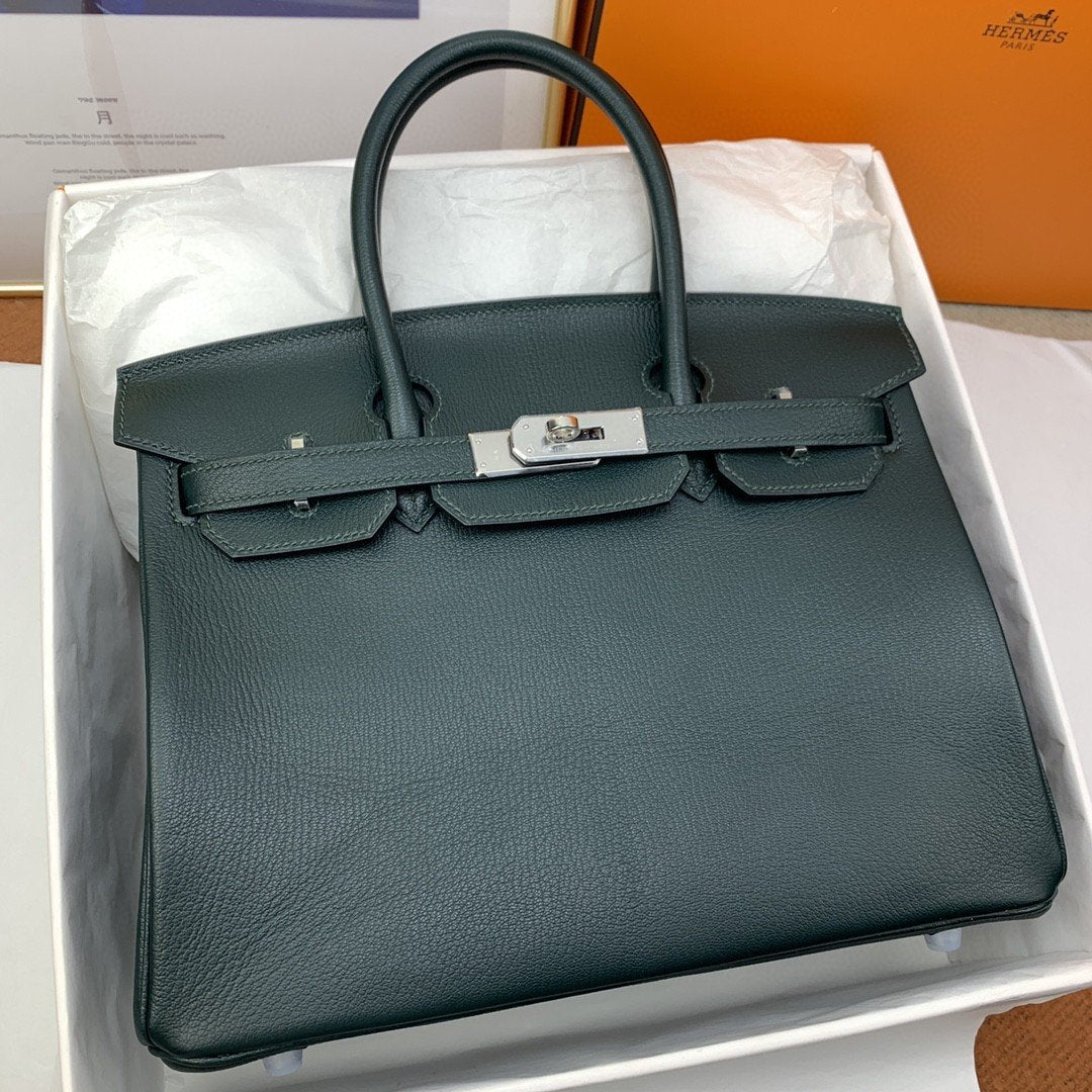 GLAMI Birkin Nata Swift Dark Blue For Women Silver Toned Hardware 11.8in/30cm