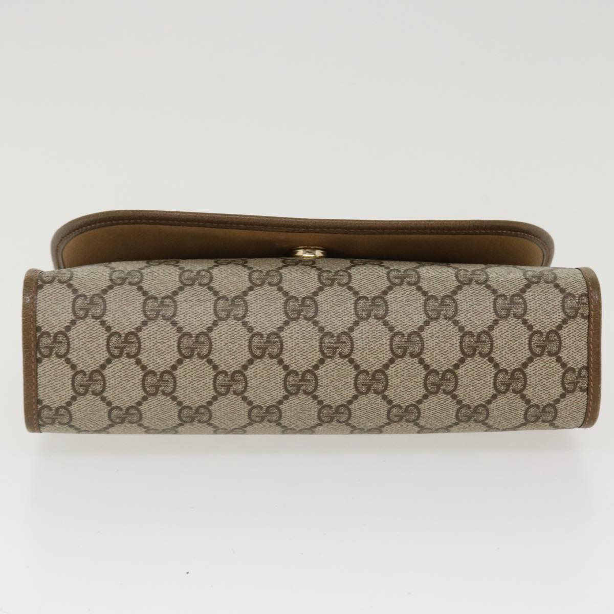 GUCCI Web Sherry Line GG Canvas Clutch Bag PVC Leather Beige Green 39026