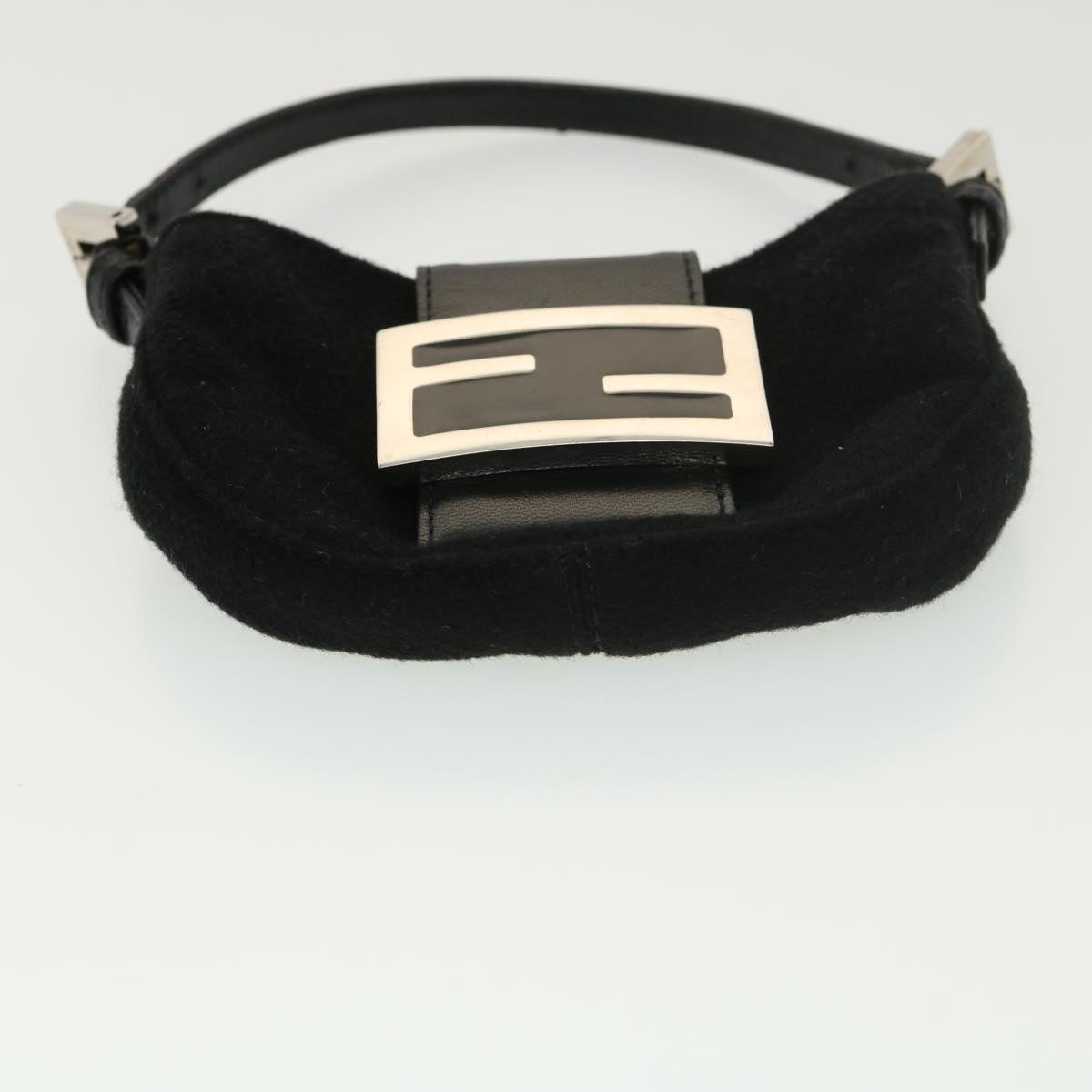 FENDI Mini Mamma Baguette Shoulder Bag Wool Black 39065