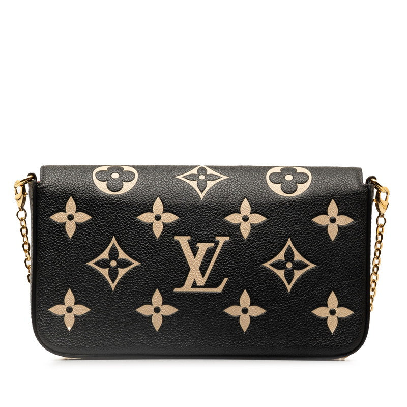 Louis Vuitton Monogram Implant Bi-Color Pochette Felice Chain S Wallet M82479 Black Beige  Leather  Louis Vuitton