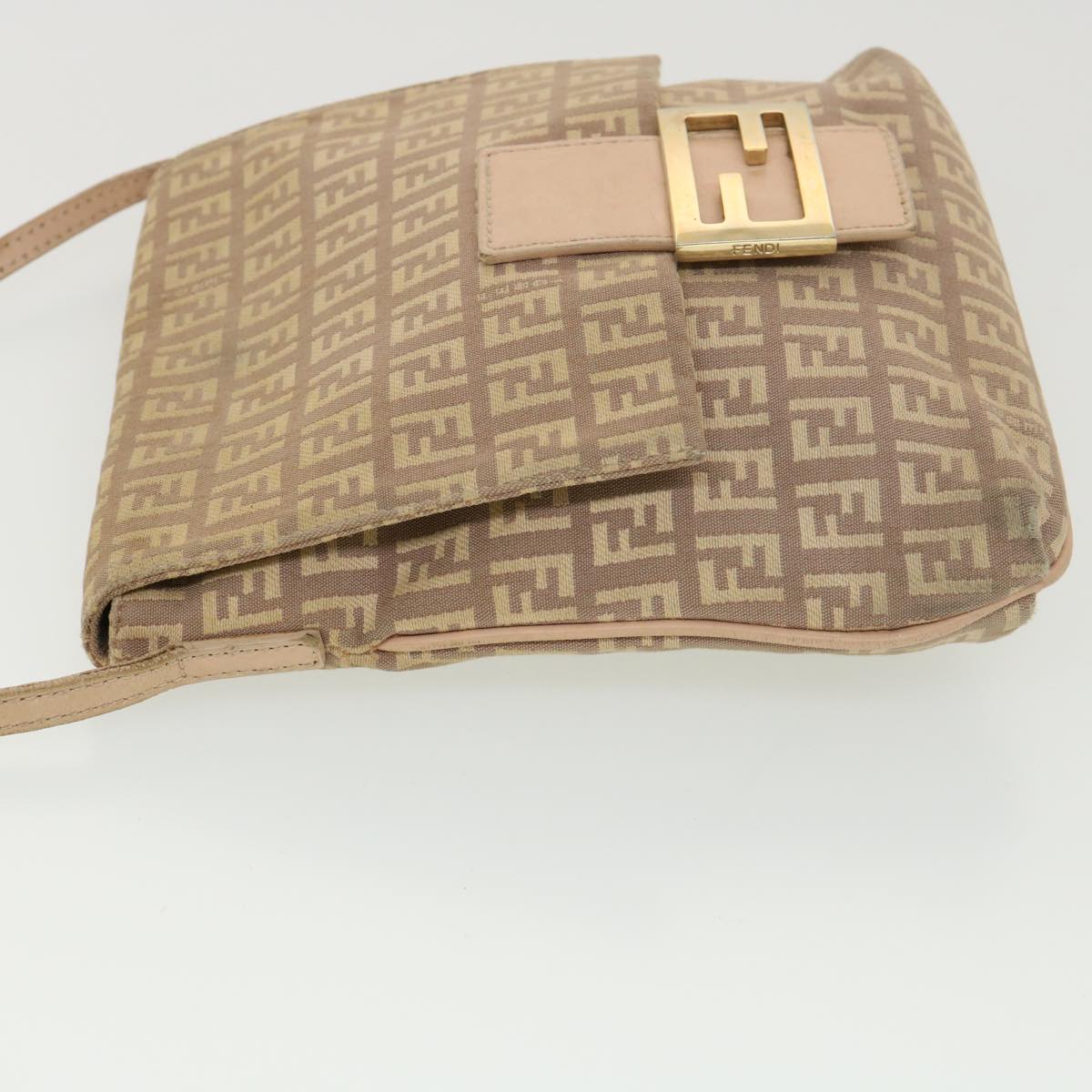 FENDI Zucchino Canvas Mamma Baguette Shoulder Bag Beige 39139