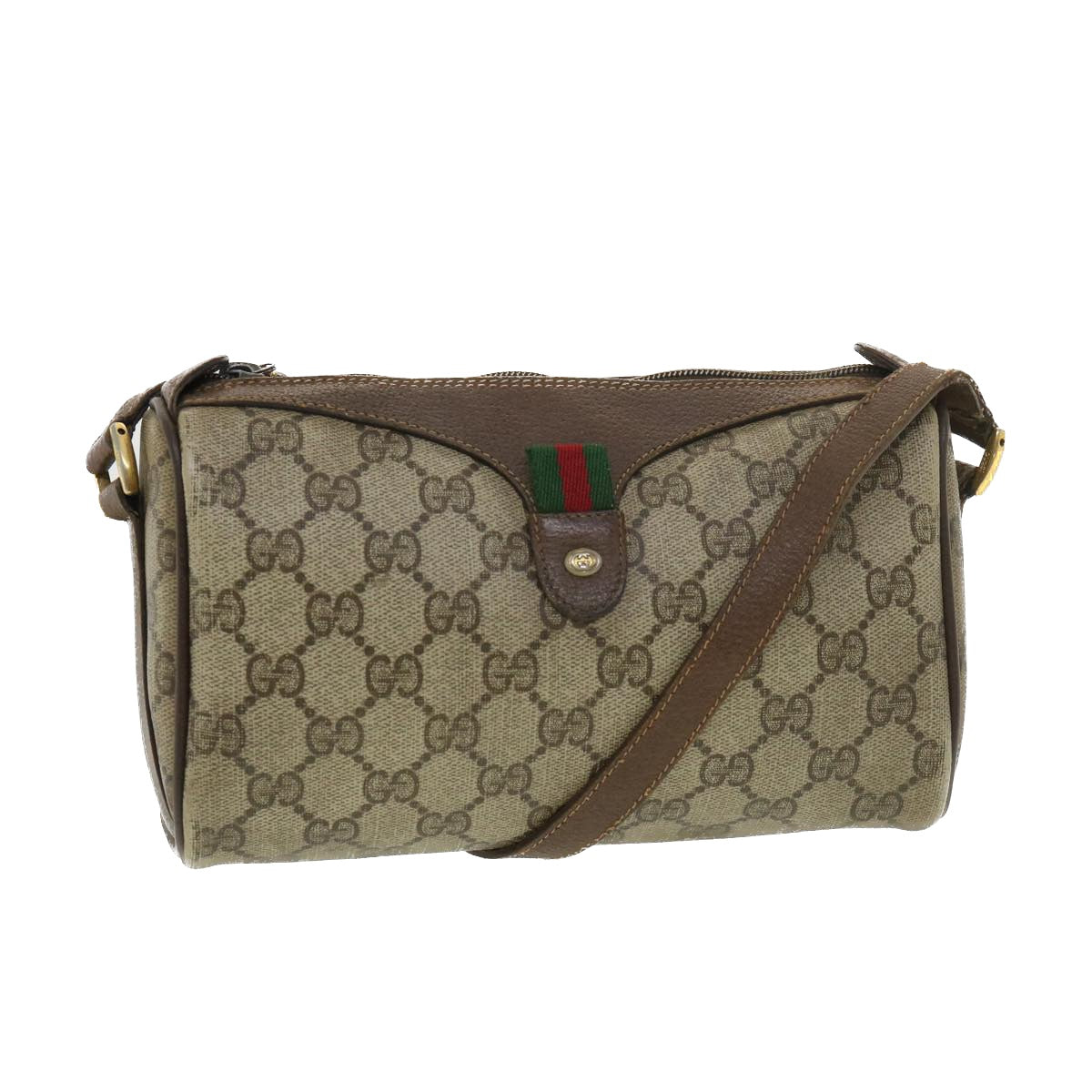 GUCCI GG Canvas Web Sherry Line Shoulder Bag Beige Red 39 02 018 39297