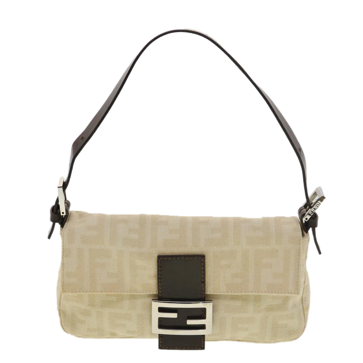 FENDI Zucca Canvas Mamma Baguette Shoulder Bag Beige 2355 26424 008 39301