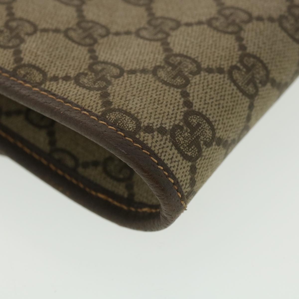 GUCCI GG Canvas Clutch Bag PVC Leather Beige 39307