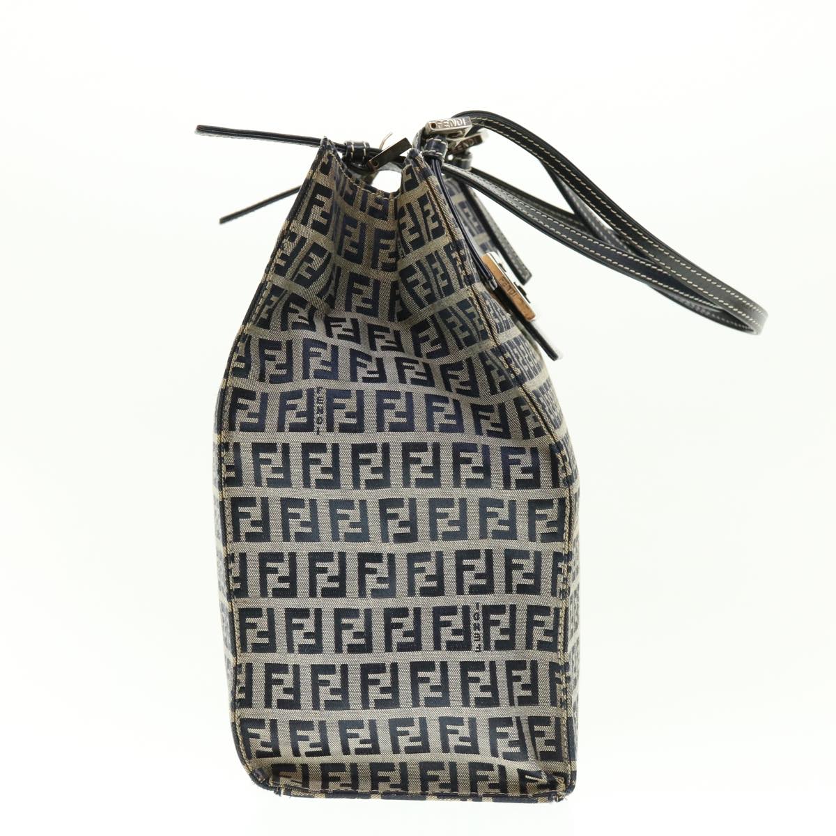 FENDI Zucchino Canvas Mamma Baguette Shoulder Bag Navy 39439