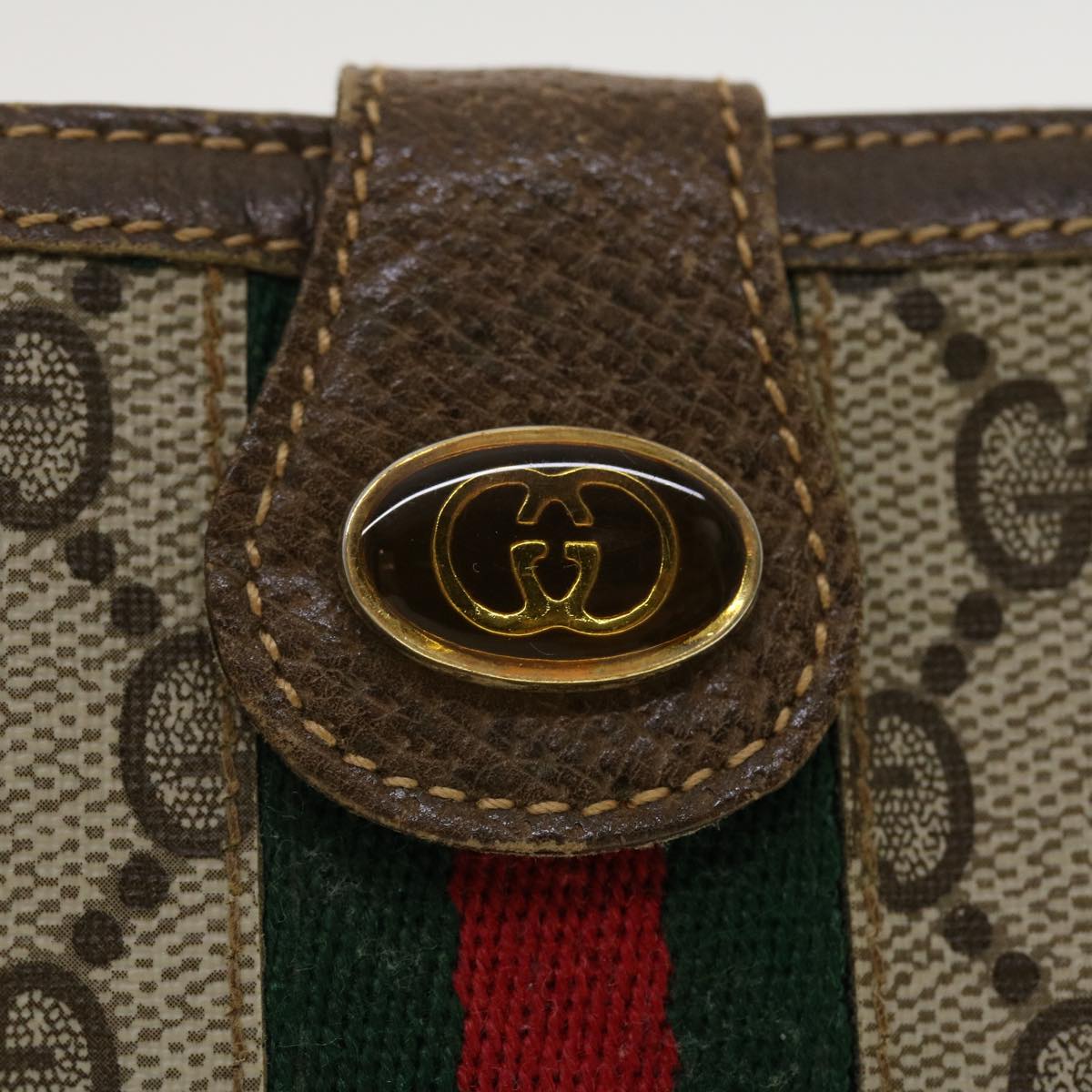 GUCCI GG Canvas Web Sherry Line Long Wallet Beige Red Green 39469