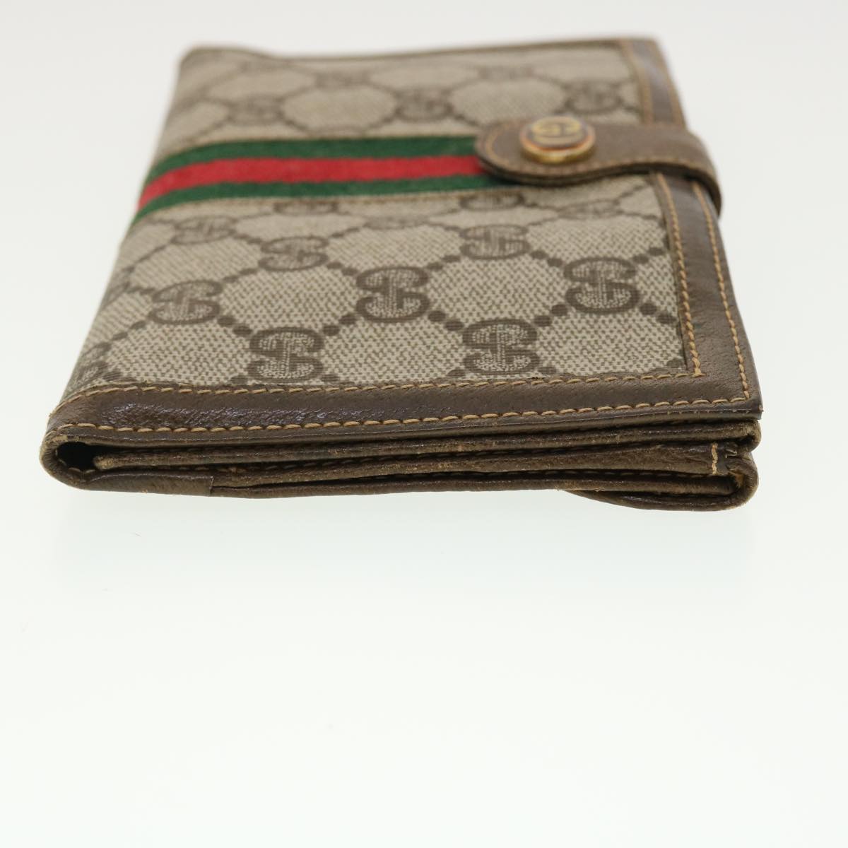 GUCCI GG Canvas Web Sherry Line Long Wallet Beige Red Green 39469