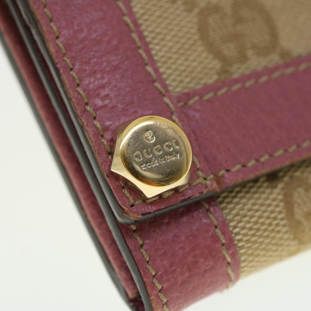 GUCCI GG Canvas Long Wallet Beige Pink 154168 39495