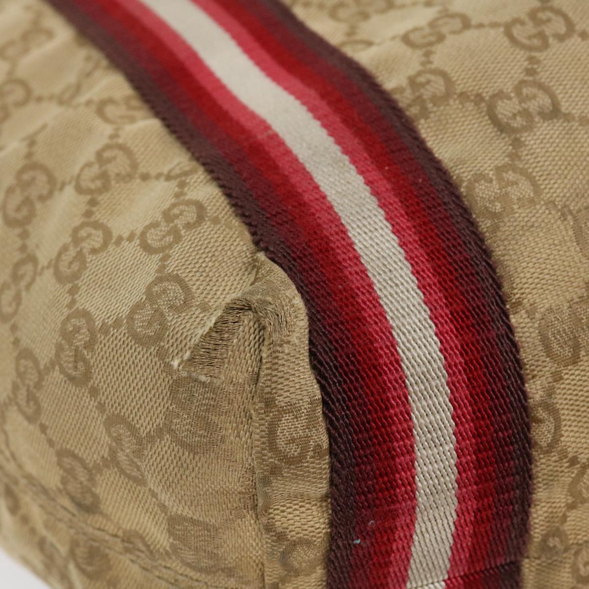 GUCCI GG Canvas Sherry Line Tote Bag Beige Red white 189669 39608