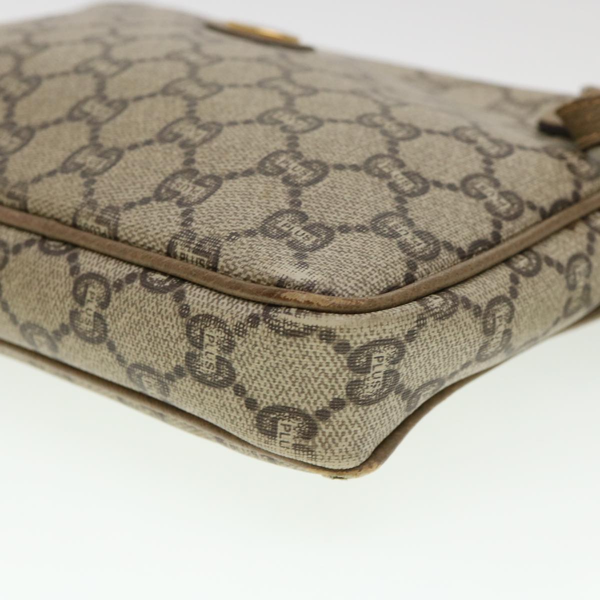 GUCCI GG Plus Canvas Clutch Bag PVC Leather Beige 39703