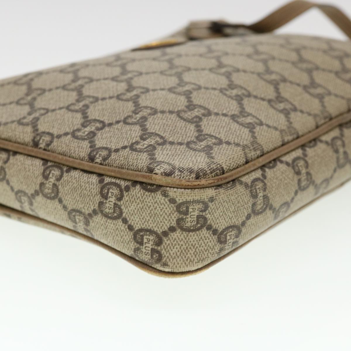 GUCCI GG Plus Canvas Clutch Bag PVC Leather Beige 39703