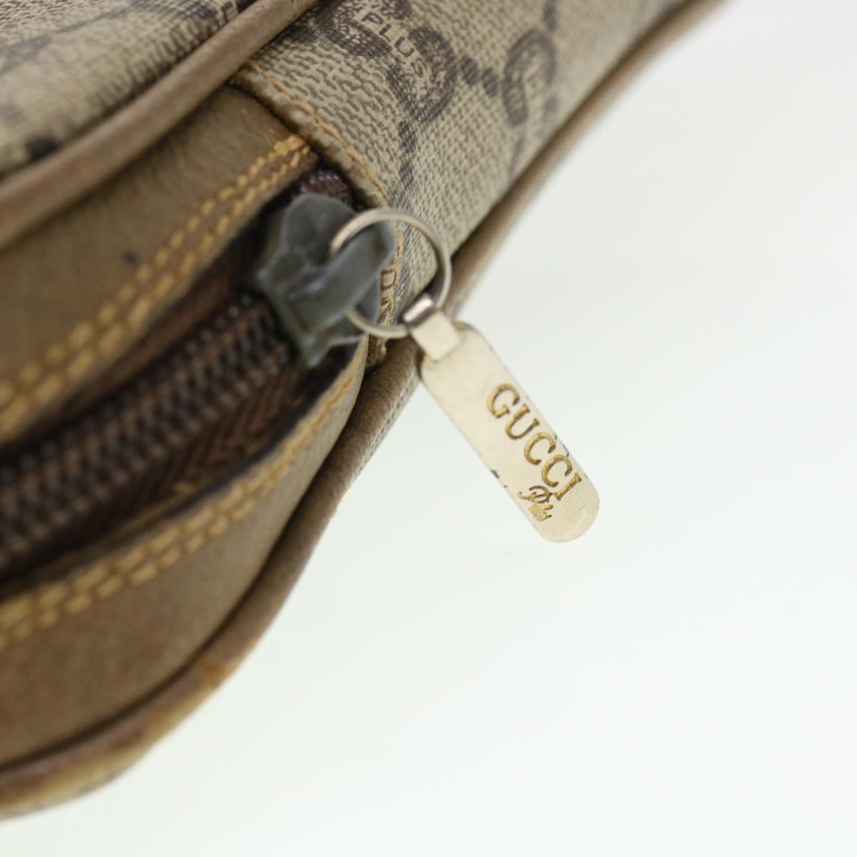 GUCCI GG Plus Canvas Clutch Bag PVC Leather Beige 39703