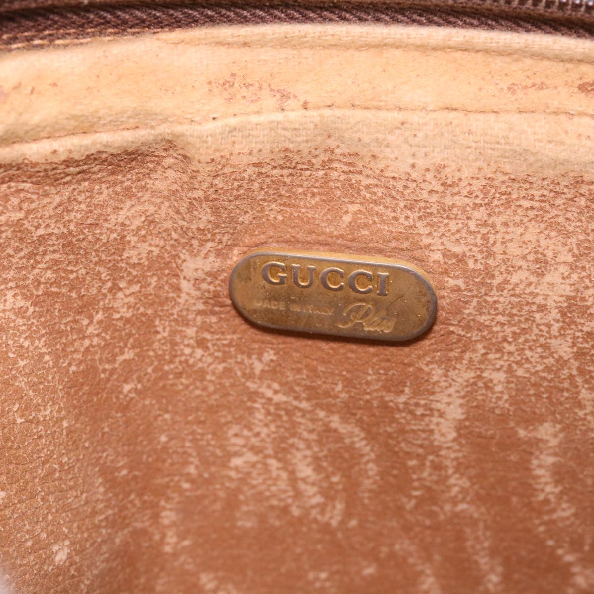 GUCCI GG Plus Canvas Clutch Bag PVC Leather Beige 39703