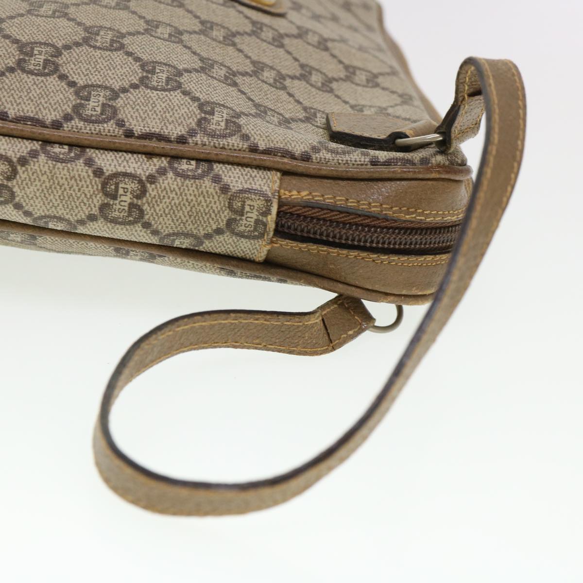 GUCCI GG Plus Canvas Clutch Bag PVC Leather Beige 39703