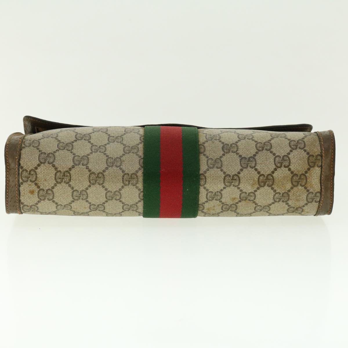 GUCCI GG Canvas Web Sherry Line Clutch Bag Beige Red Green 89.01.007 39747