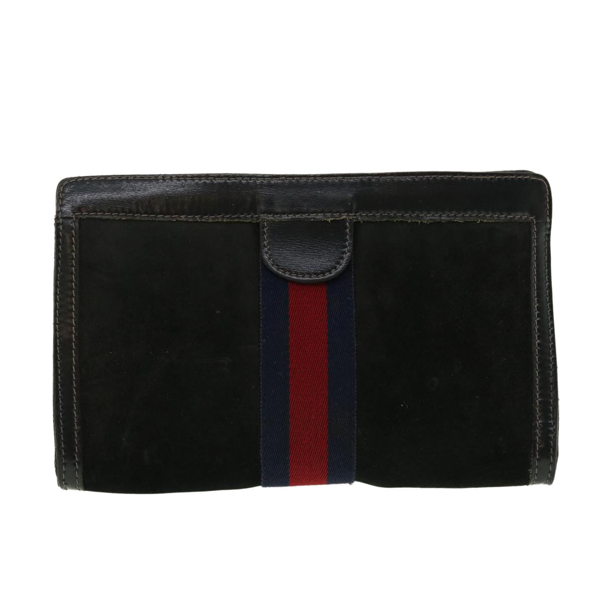 GUCCI Sherry Line Clutch Bag Suede Leather Black Red Navy 39781