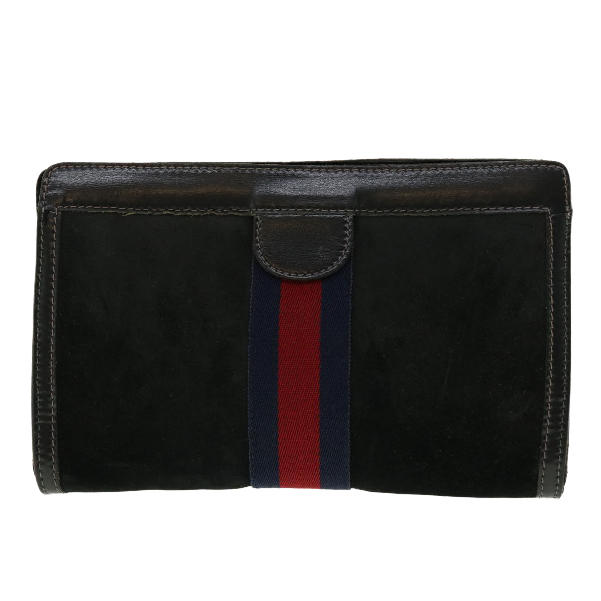 GUCCI Sherry Line Clutch Bag Suede Leather Black Red Navy 39781