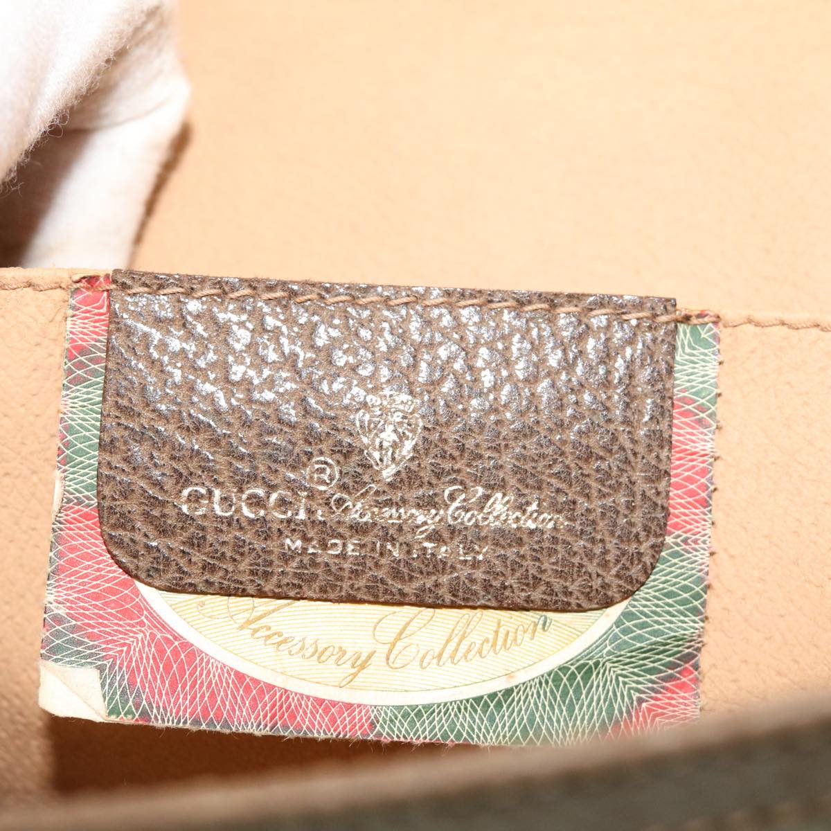 GUCCI Web Sherry Line GG Canvas Clutch Bag PVC Leather Beige Green 39950