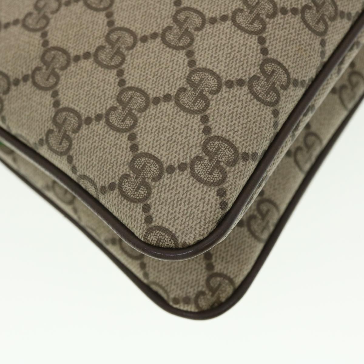 GUCCI Web Sherry Line GG Canvas Shoulder Bag PVC Leather Beige Green 39953