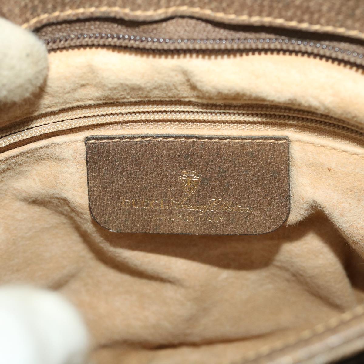 GUCCI Web Sherry Line GG Canvas Shoulder Bag PVC Leather Beige Green 39953