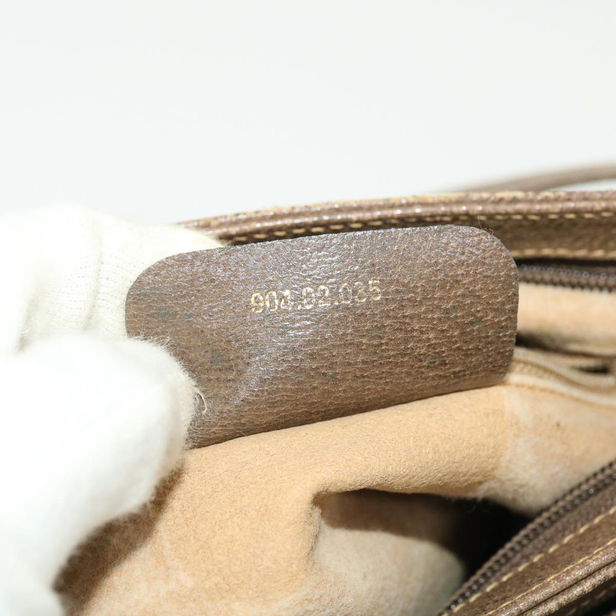 GUCCI Web Sherry Line GG Canvas Shoulder Bag PVC Leather Beige Green 39953