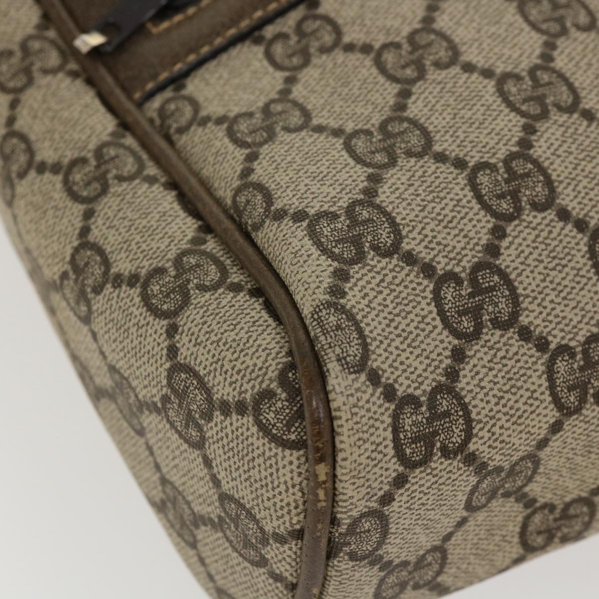 GUCCI Web Sherry Line GG Canvas Shoulder Bag PVC Leather Beige Green 39955