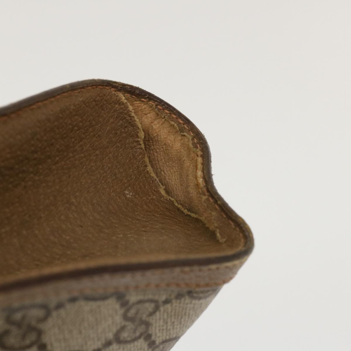 GUCCI Web Sherry Line GG Canvas Clutch Bag PVC Leather Beige Green 39957