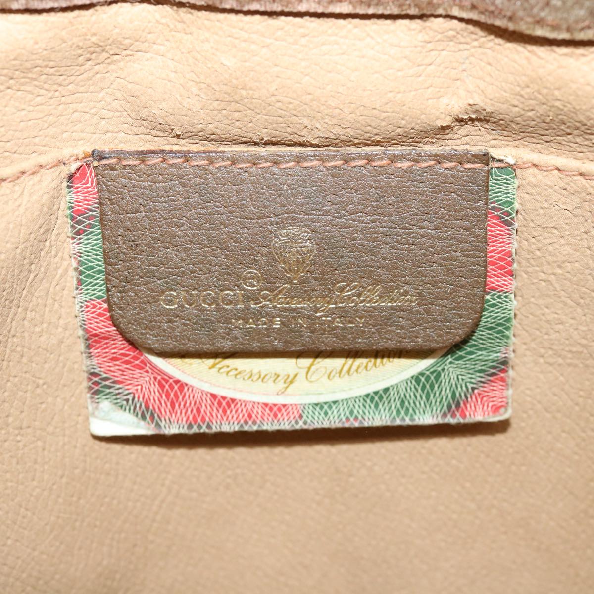GUCCI Web Sherry Line GG Canvas Clutch Bag PVC Leather Beige Green 39957