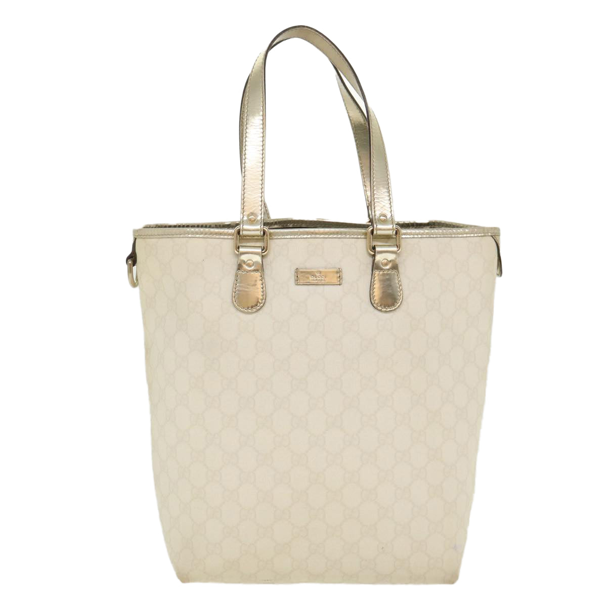 GUCCI GG Canvas Tote Bag PVC Leather White 189896 39964