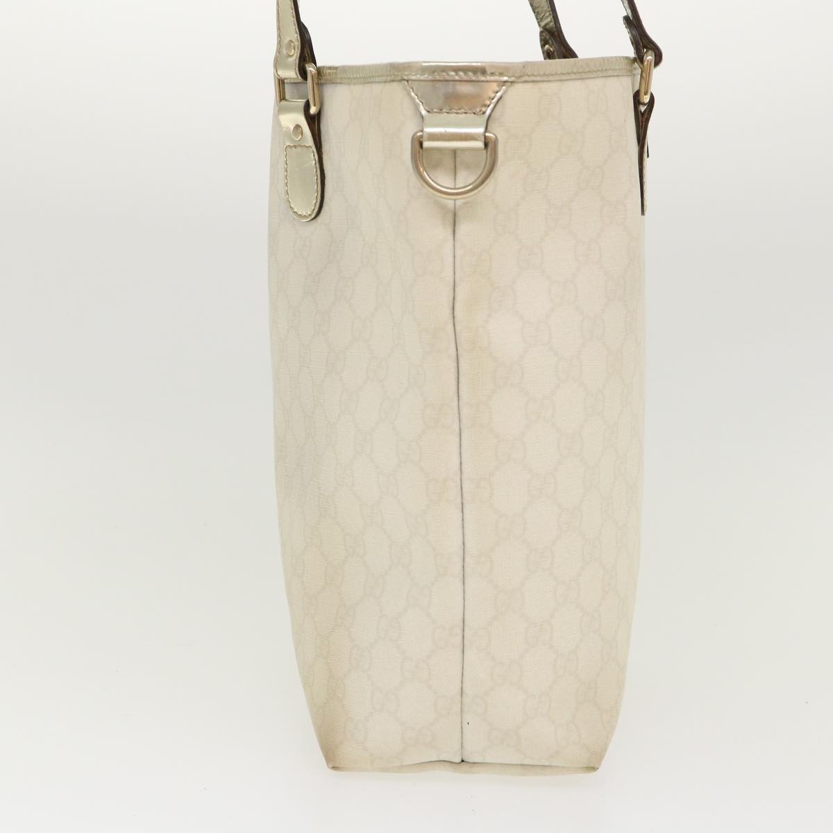 GUCCI GG Canvas Tote Bag PVC Leather White 189896 39964