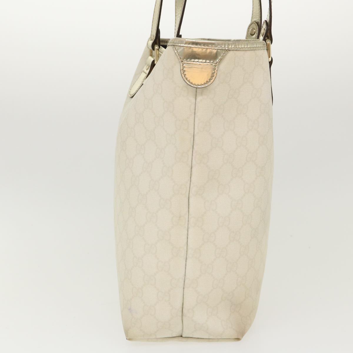 GUCCI GG Canvas Tote Bag PVC Leather White 189896 39964