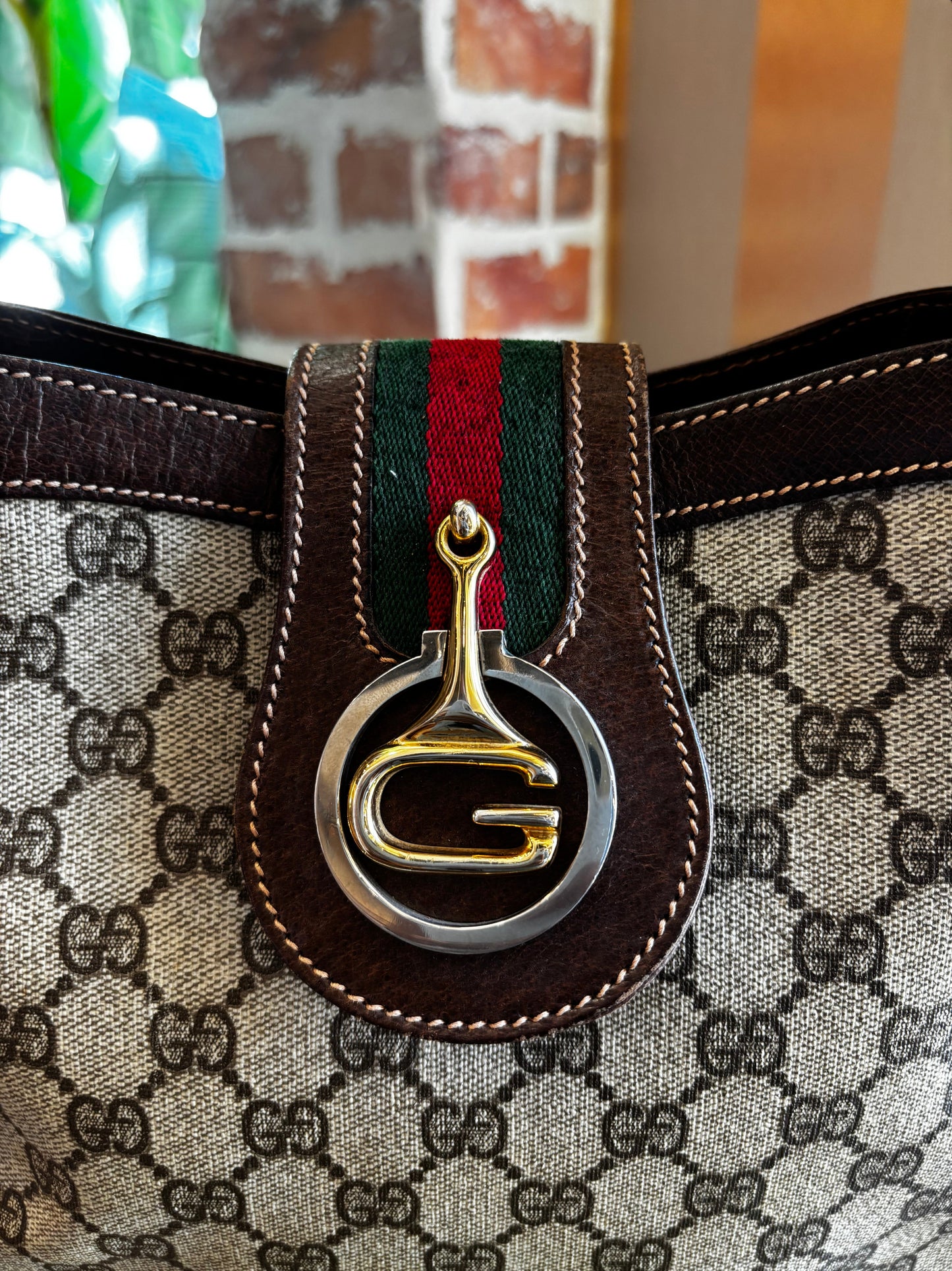 GUCCI GG Web Sherry Line Shoulder Bag