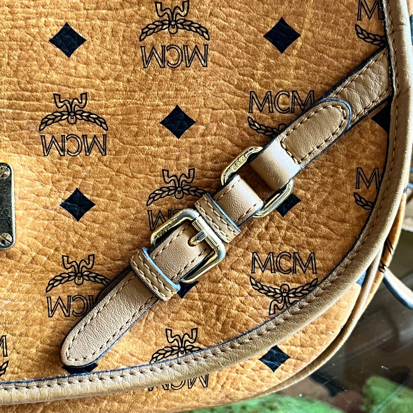 MCM Cognac Visetos Canvas Crossbody Bag