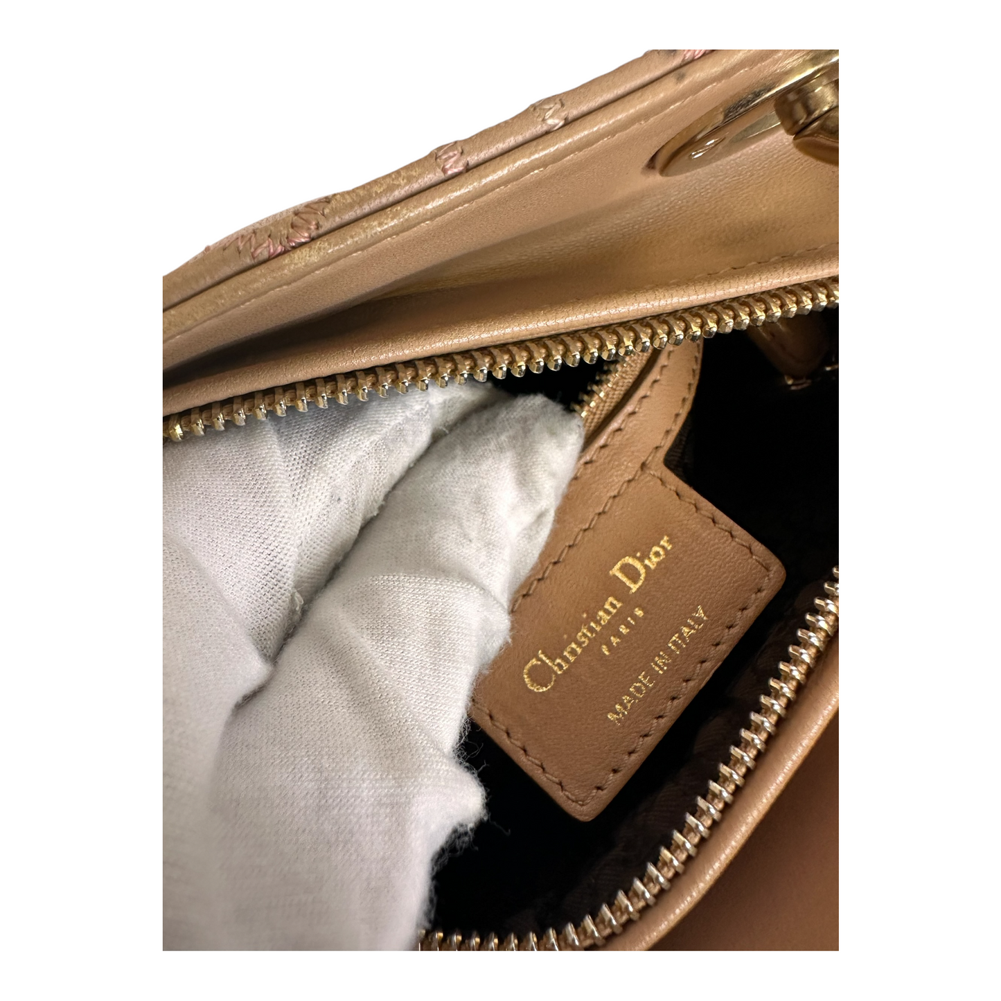 Christian Dior Lady Dior Patent Cannage Medium Beige