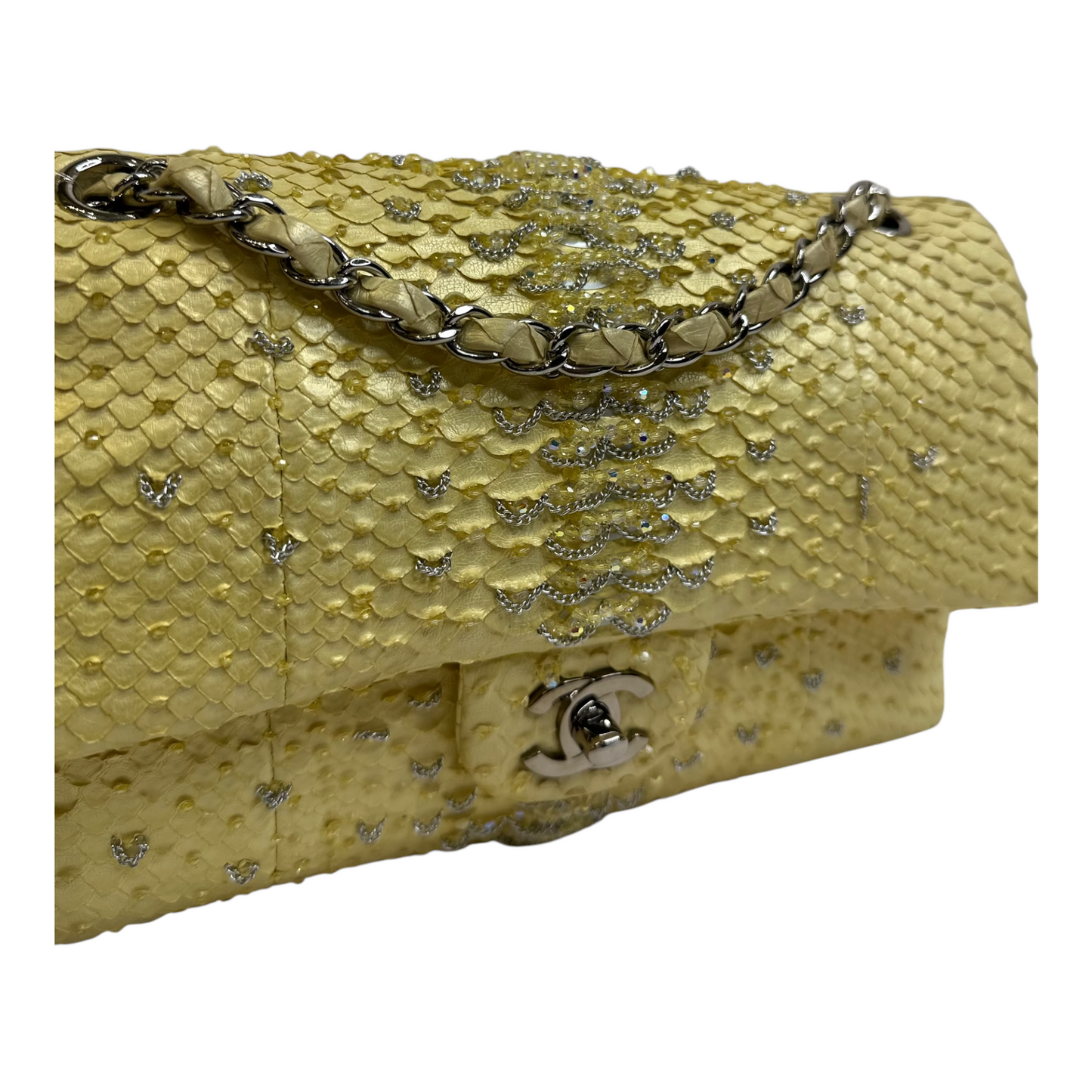 GLM-Rare Python Beaded Double Flap Medium Yellow